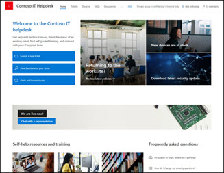 Preview of the IT help desk SharePoint template