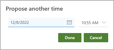 Опции за дата и час под опцията "Предложи нов час".