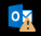 Икона на Outlook, припокрита със символ "Внимание!"