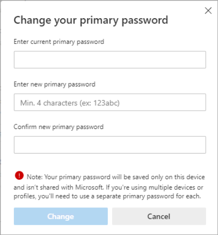 Промяна на основната парола