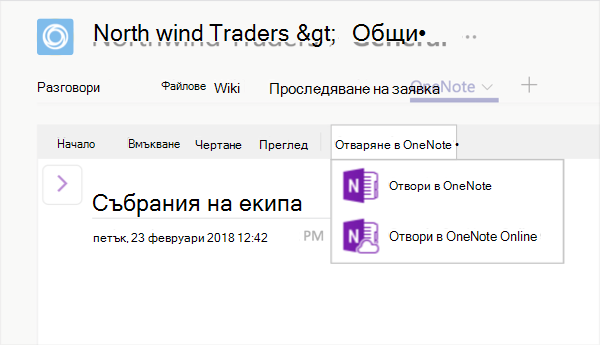 OneNote tab with Edit in OneNote selected
