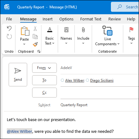 At Mention in Outlook