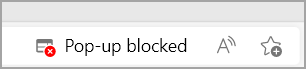 Изскачаща блокирана икона в адресната лента на Microsoft Edge.