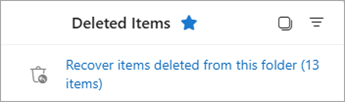 Изберете възстановяване на елементи, изтрити от тази папка, за да видите папката "Възстановими елементи".