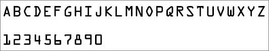 Ukazuje písmo použité pro písmena a číslice používané v kódu Product Key pro Office