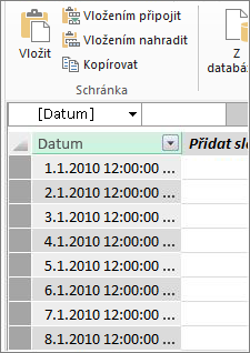 Tabulka kalendářních dat v PowerPivotu