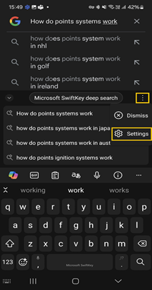 Microsoft SwiftKey hloubkové vyhledávání5