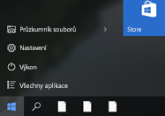 Hlavní panel Windows s nepřiřazenými ikonami