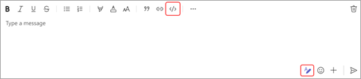 Snímek obrazovky znázorňující, kde najít fragment kódu v poli pro psaní zpráv