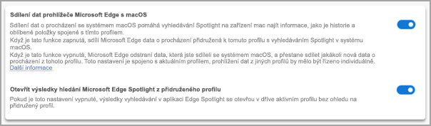 Nastavení vyhledávání Spotlight v Microsoft Edge.