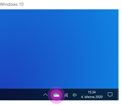OneDrive umístění na hlavním Windows 10 panelu.