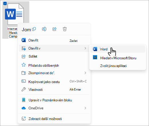 Pomocí příkazu Otevřít v otevřete soubor, který jste právě stáhli.