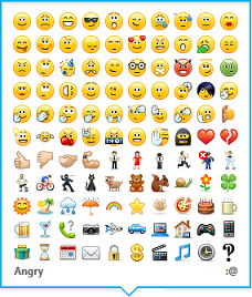 Emotikony, které jsou dostupné ve Skypu pro firmy (Lyncu)