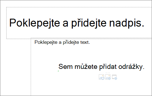 Obrázek prázdného pole nadpisu a prázdného textového pole, které ukazuje, kde budou fungovat odrážky.