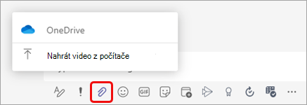 Umístění ikony Připojit pro přidání souboru do zprávy chatu Je to třetí ikona zleva, pod kam píšete zprávu.