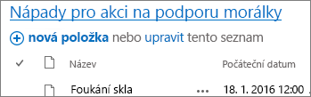 Webová část Seznam se šipkou ukazující na odkaz na název