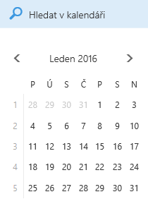 Pole pro hledání v kalendáři