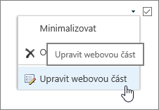 Zvýrazněná nabídka Úpravy webové části