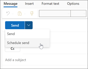 Použití funkce Odeslání plánu v novém Outlooku pro Windows