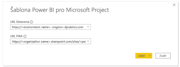 Šablona Power BI Microsoft Projectu