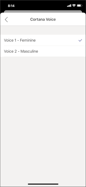 Cortana mobile select voice screen