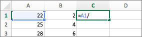 Example of using an operator in a formula