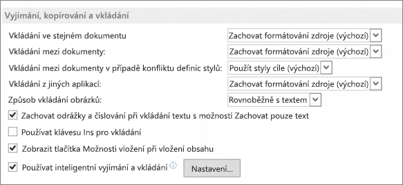 Word 2013 cut, copy, and paste options