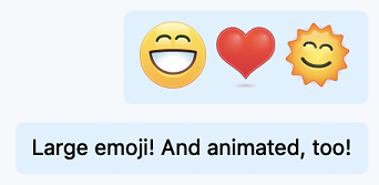 Velké animované emoji v Skype pro firmy chatech