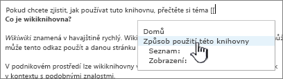 Vložení odkazu na wikiweb