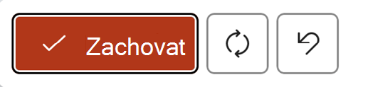 Nabídka, která se zobrazí, když vygenerujete nebo přepíšete obsah pomocí Copilot v PowerPointu zobrazující tlačítka "Zachovat", "Znovu vygenerovat" a "Zahodit".