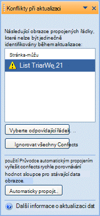 Refresh conflicts window listing shapes that cannot be linked because of a problem with the unique identifier.