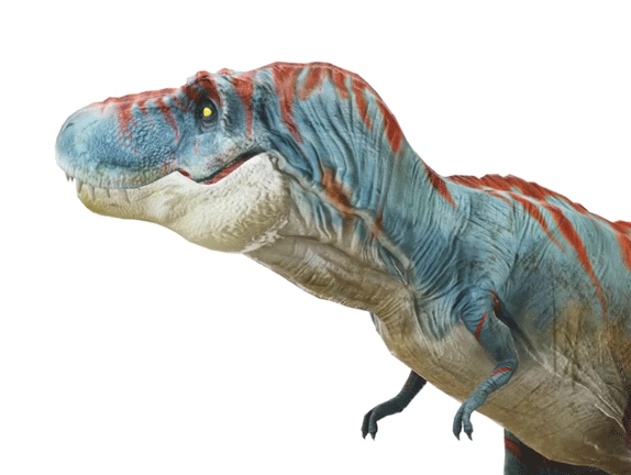 Tyranosaurus rex otáčející se k vám a vrčící
