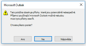 Upozornění na nebezpečnou přílohu v Outlooku