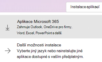 Instalace aplikací na Microsoft365.com