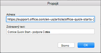 Dialogové okno Hypertextový odkaz na Macu
