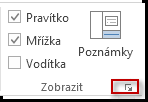 Ikona pro otevření dialogového okna ve skupině Zobrazit