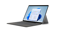 Zobrazuje Surface Pro zařízení X, které je otevřené a připravené k použití.
