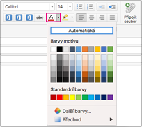 Výběr barvy písma v Outlooku pro Mac