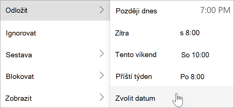 Použití funkce Odložit v novém Outlooku pro Windows