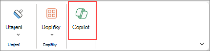 Ikona Copilot v Excelu na pásu karet.