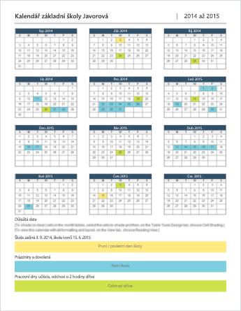 Šablona kalendáře