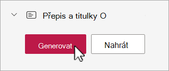 Stream tlačítko Vygenerovat popis