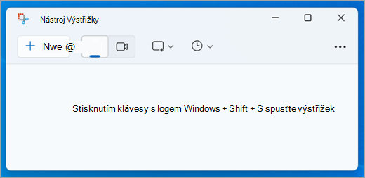 Rozhraní nástroje Výstřižky v Windows 11.