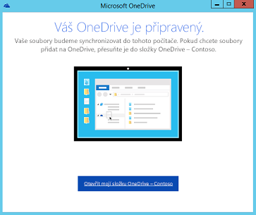 Snímek obrazovky stránky po dokončení průvodce nastavením u Klienta synchronizace další generace OneDrivu pro firmy