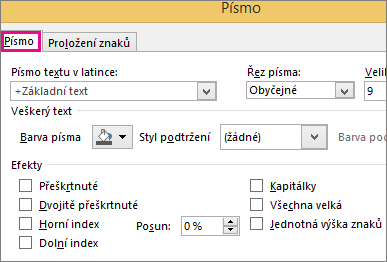 Font dialog box in Excel