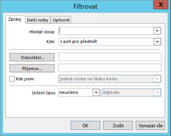 Pokud chcete importovat jenom některé e-maily, vyberte Filtr.