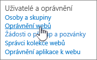 Položka nabídky Uživatelé a oprávnění