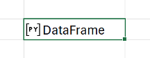 Příklad objektu DataFrame v excelové buňce