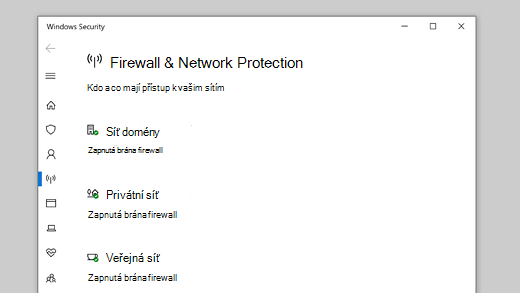 Firewall a ochrana sítě v Zabezpečení Windows