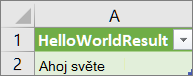 Výsledky HelloWorldu na listu